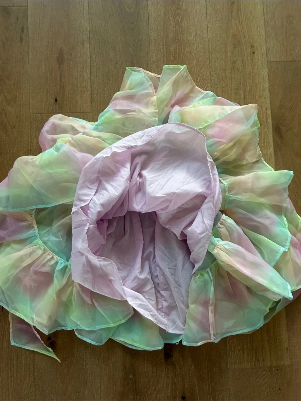 Lola + The Boys Pastel Rainbow Tulle Puff Sleeve Dress
